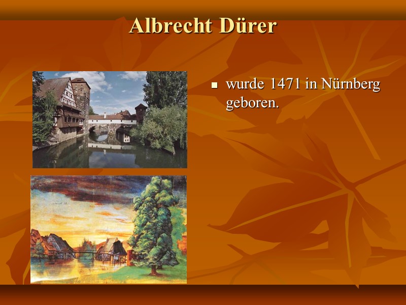 Albrecht Dürer  wurde 1471 in Nürnberg geboren.